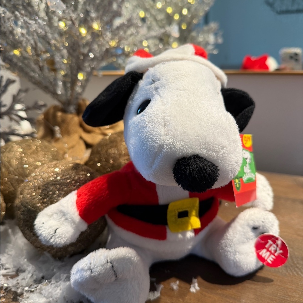 Peanuts Snoopy Santa Plush - Red, White, and Black